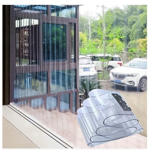 DTVEW Wasserdichter PVC-Streifenvorhang Transparente Vinyl-Türvorhänge 1,3mm/0,05 Vorhang für Kühlraumtrennwände Innen Und Außenbereich(1.5x2.9m)