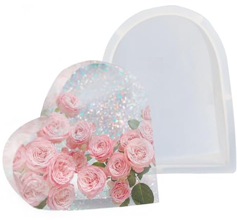 LAIYORA Silikonform Herz 3D Groß Epoxidharz Formen | Resin Gießform Silikon Geometrisch für Trockenblumen Buchstützen Basteln Dekoration Hochzeit Valentinstag