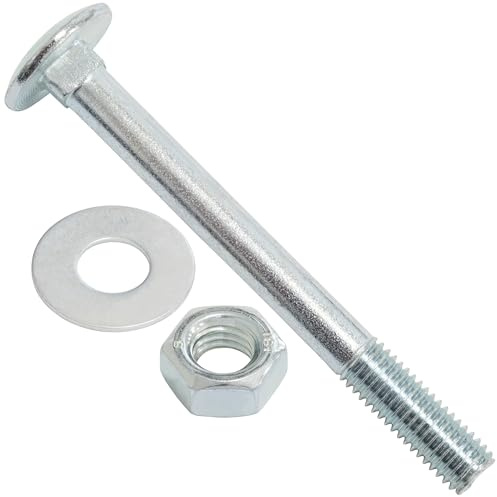 AERZETIX Set di 10 bulloni viti a testa tonda con quadro sottotesta M10x100mm / rondelle e dadi M10 / acciaio zincato/per fissaggio e assemblaggio