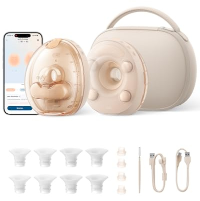ANKER eufy Tragbare elektrische Milchpumpe S2 Pro, kabelloses Ladecase | sanfte Wärmemassage mit HeatFlow™ 2.0 & VibraPump™, freihändiges Abpumpen, Brustwarzen-Licht, Füllstandsalarm
