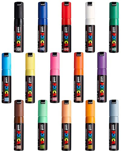 POSCA Uni PC-7M Lot de 15 marqueurs à peinture à pointe large