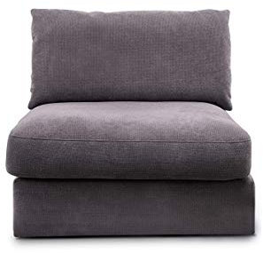 CAVADORE Sofa-Modul Fiona Sitzelement mit Rücken / XXL- Sessel mit Rückenlehne / 94 x 90 x 112 / Webstoff grau