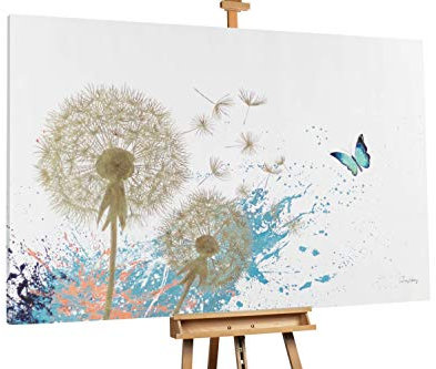 KunstLoft® XXL Gemälde 'Flattern im Wind' 180x120cm | original handgemalte Bilder | Blüten Gold Beige | Leinwand-Bild Ölgemälde einteilig groß | Modernes Kunst Ölbild