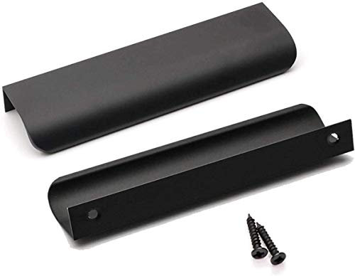 Lontan 10 Pack Black Kitchen Handles - 128mm Drawer & Cupboard Handles - Aluminum Alloy