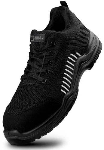BLACK HAMMER Sicherheits Turnschuhe für Männer metallfreie S1P SRC Ultraleichte Verbundwerkstoff-Zehenkappe Kevlar-Mittelsohle Nichtmetallische Arbeitsschuhe Knöchelwandersc 2222 (43 EU, Weiss)