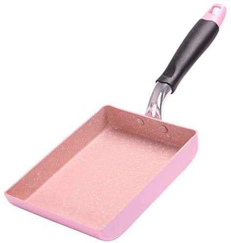 13x18cm Japanese Style Tamagoyaki Frying Pan - Non-Stick Egg Rolls and Steak Pan for Gas and Induction Cookers - Pancake Pot (Pink)