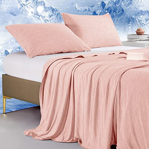 Marchpower Kühldecke 130 x 170cm, leichte Sommerdecke mit Japanische Arc-Chill 3.0 Q-Max>0.5 Kühlfasern, Absorbiert Körperwärme, 2-in-1 doppelseitig als Kinderdecke Sofadecke Reisedecke - Pink