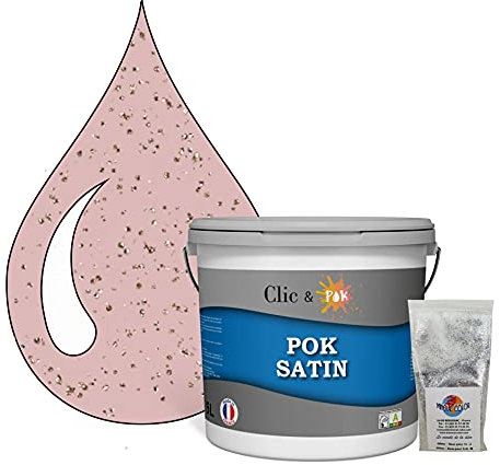 POK PAILLETTE : Peinture de Finition Acrylique Effet Pailleté Murs Intérieurs 5L - Rose Moyen