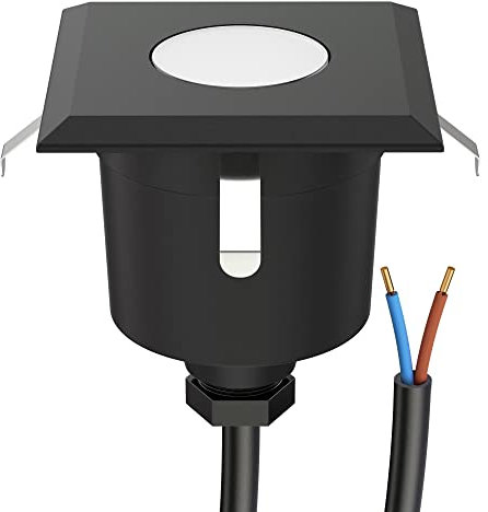 ledscom.de LED Bodeneinbauleuchte AGENA für außen, IP65, schwarz, eckig, 6 x 6cm, warmweiß