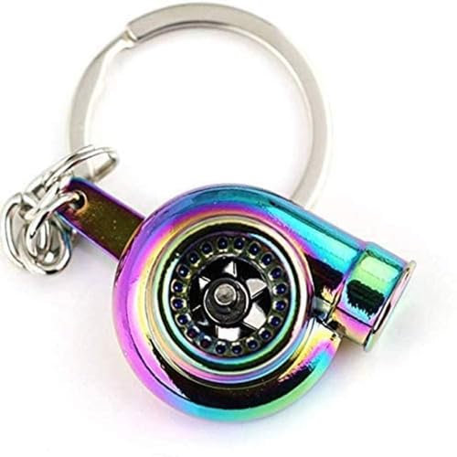 Cyrank Turbolader Schlüsselanhänger, Bunte Spinning Turbo Schlüsselanhänger Ring Coole Schlüsselanhänger Zubehör für Männer