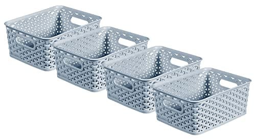 Curver My Style Small Rectangular Storage Basket 4L - Blue (Pack of 4)