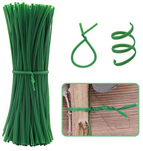 Plant Ties for Climbing Plants, 300pcs 12cm Green Garden Twist Ties for Plants, Flexible Plastic Garden Ties for Supporting Plants, Shrubs, Cable Organizer (300, Green)