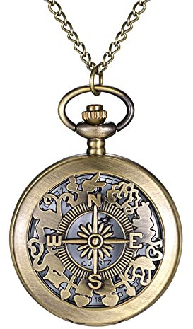 Avaner Retro Taschenuhr mit Kette Klassisches Altmodisches Steampunk Motorrad Design Kettenuhr Unisex Anhänger Halskette Analog Handaufzug Uhr für Männer Frauen