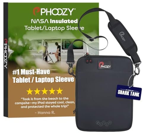 PHOOZY Custodia termica isolata per laptop, iPad, MacBook e tablet o laptop di dimensioni simili fino a 13 pollici, tecnologia termica brevettata NASA estende la durata della batteria al freddo (nero