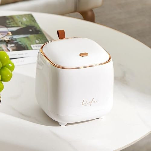 Yuzita Mini poubelle de bureau en plastique avec couvercle, petite corbeille de rangement de bureau à bouton de nettoyage pour bureau à domicile, avec 50 sacs poubelles