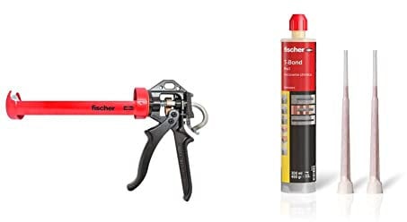 Fischer KPM 2 Plus Pistola per Tassello Chimico e Silicone con Anti-Gocciolamento & T-Bond Pro.1, Tassello Chimico in Resina Hybrid, Ancorante ad iniezione Bi-componente Ibrido