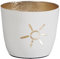 Seaside No.64 - Maritime Windlichter Baltic aus Metall mit ausgestanzten Motiven - Verschiedene Farbkombinationen für Teelichter & Stumpenkerzen in Haus und Garten (Sonne - weiß, Gold)