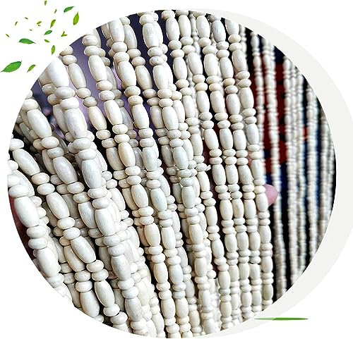 Rideau De Porte Perles Bois Naturel,Panneau De Rideau Perlé Séparateur De Décoration Intérieure 60x200/70×200/80x200/90x200/100x200cm,Rideau De Porte Suspendu,Fait À La Main,W×H-45strands(90×220cm)