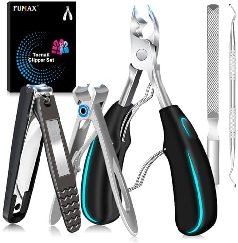 Nail Clippers for Thick Nails with Catcher, Large Toe Nail Clippers Set for Men for Thick Nails, Ingrown Toenail Clippers with Wide Opening Long Handle Heavy Duty Nail Cutter Gifts for Men Him Dad