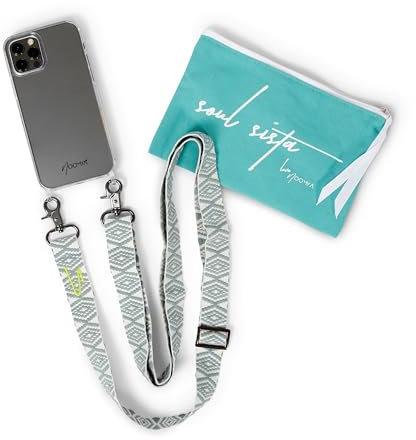 NOOMYA® Premium Fashion Handykette | Set Handyhülle iPhone 15 PRO MAX MAGSAFE & Handyband Sea Salt | Handygurt zum Umhängen | Necklace Hülle mit Band | Set Wechselband mit Case | Geschenk
