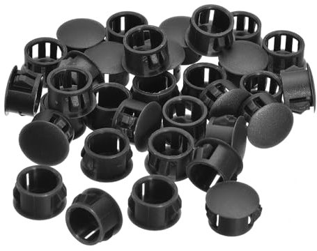QUARKZMAN Bouchon de Trou en Plastique 15mm, 36Pcs Type Encastré, Cache Trou Bouchon de Verrouillage à Pression Ronde pour Meubles, Embouts d'Insertion de Panneaux, Noir
