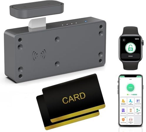 Cabinet Lock NFC RFID Electronic Drawer Lock eLinkSmart No Keys - Bluetooth App Hidden Child Lock Cabinet Lock Grey for Camouflage Liquor Pantry