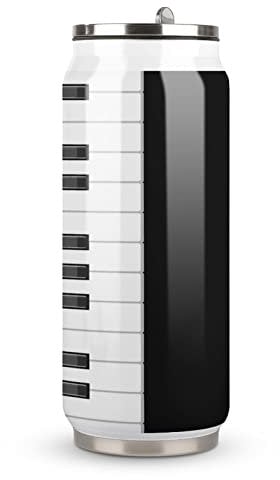 Music Piano Keys Travel Mug with Lid Cup Insulated Tumbler Water Bottle Tea Cup For Women Men
