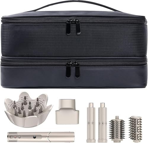 PITRUMO Custodia a doppio strato per Shark Flexstyle, custodia da viaggio per Shark 430/440 Flexstyle, custodia portatile per Shark Flexstyle/Dyson Airwrap Styler e accessori, Nero