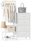 ODK Commode Chambre Adulte 3 en 1, avec Portant a Vetement Robuste et Deux Crochets, Double Etagere Chaussure, Contient 4 Tiroirs à Tissus en Convient pour la Chambre à Coucher et L'entrée, Blanc