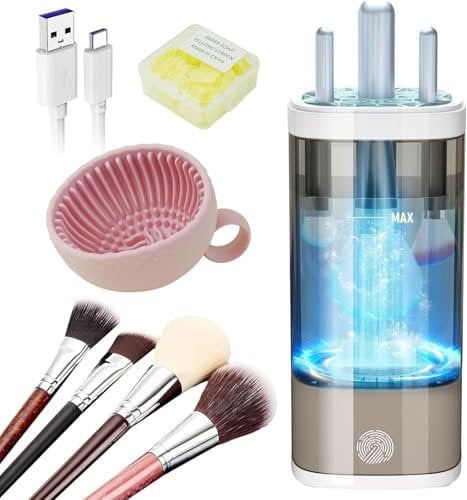 IUHFSIFS Peak Upgrade Make Up Brush Cleaner Machine【Motor Upgrade - 10 multiple Clean】MakeupBrushes Cleaner【Perfect Design - Suitable for all brush】Circuit Upgrade-Quality Assurance -White