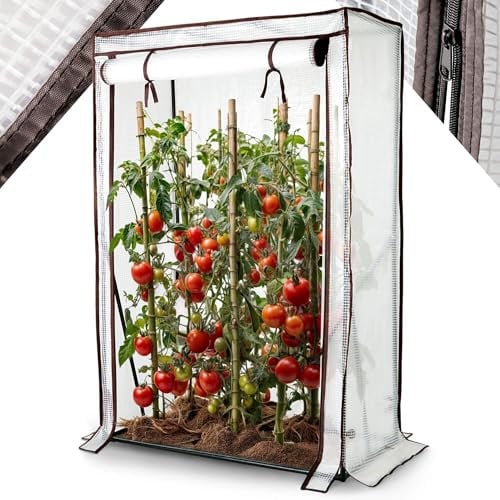 Arebos Serre à tomates en Film Plastique | Petite Serre | Serre à tomates, Serre avec Porte à Enrouler | 100 x 50 x 150 cm Couche précoce, légumes, Fleurs, Fruits, Jardin | Film de Serre