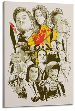 YRGGYRC Quentin Tarantino Filmplakat Wandkunst ästhetische Leinwand Cover Poster Vintage dekorative Malerei für Wohnzimmer Schlafzimmer 40 x 60 cm (16 x 24 Zoll) Rahmenstil