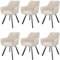 LEWE Esszimmerstühle 6er Set Drehbar, 180° Drehstuhl, Ergonomisch Polsterstuhl, Küchenstühle mit Armlehne, Metallbeine, Kurzflor-Stoff für Esszimmer Wohnzimmer Schlafzimmer, Khaki