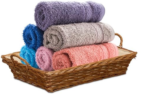 TIENDA EURASIA – Bandeja Plancha Mimbre | Material Tela + Mimbre | Color Crudo y Marrón | Rectangular con Forro y Asas | Medidas 55x40x12 cm | Cestos para la Colada
