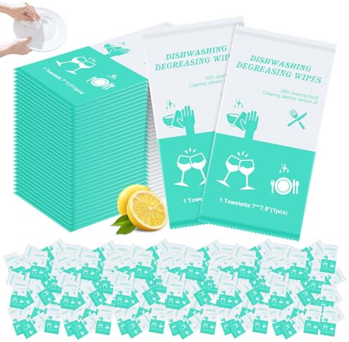 twoworld Disposable Dish Cleaning Wipes,Dish Wipes for Washing Dishes No Water for Camping Travel Kitchen Outdoor(pack of 100)