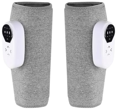 Beinmassagegerät mit Heizung - Luftdruck-Massage für Oberschenkel und Beine, 3 Stufen Wärme (45°/55°/60°), 3 Intensitäten, LCD-Display, 20 Min Auto-Off, USB-Aufladbar - Grau (1 Paar)