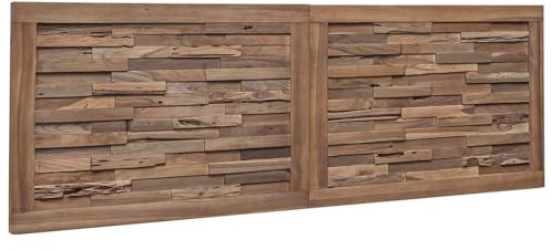 vidaXL Bettkopfteil Natur Massivholz Teak, Schlafzimmer Deko, rustikaler rechteckiger Kopfteil, Wandmontage für gemütliches Ambiente