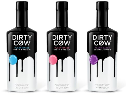 Dirty Cow Cre*m Liqueur - All Three (3 x 70cl) | Loaded Chocolate, Sooo Original & Silky Strawberry | Dairy-Free, Plant-Based & Vegan | 17% ABV