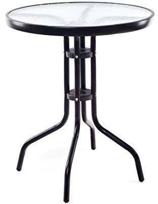 Happy Green A09322 Runde Metall Garten Balkon Tisch, schwarz, 62 x 73 x 9 cm
