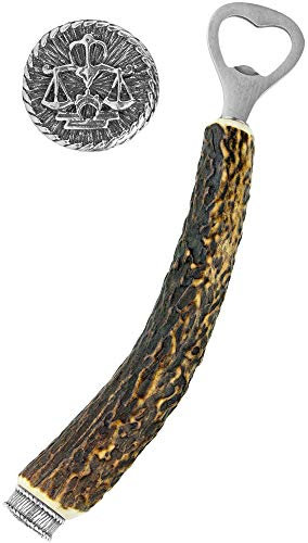 Funk Hirschhorn Flaschenöffner mit Zierkappe - Sternzeichen Waage