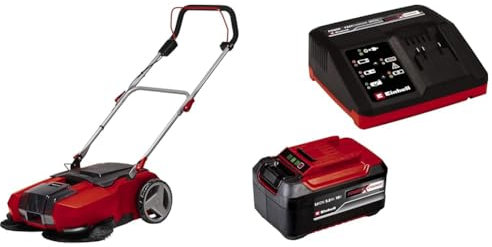 Einhell Barredora con batería TE-SW 18/610 Li-Solo Power X-Change (18 V, Iones de Litio, 61 cm Ancho de Barrido, 20 L, posición de estacionamiento, Labio Desmontable,)+ Starter Kit 5,2Ah