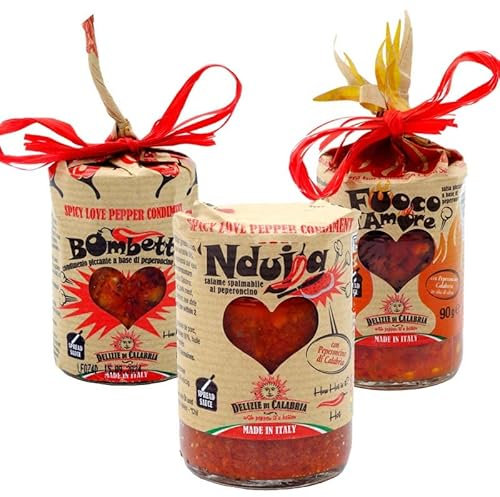 Scharfe Peperoncino Saucen Delizie di Calabria: Fuoco Bombetta und ´Nduja 90 gr x 3