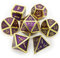 Haxtec Luxus Rollenspiel-Würfel Gold Purple Metall: 7PCS Metal DND Dice Set mit PU Leder Würfelbeutel für Dungeons and Dragons, Shadowrun, Pathfinder & mehr