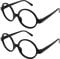 ALLY-MAGIC 2-Piece Wizard Round Glasses - Black Plastic Frames for Halloween Costume & Cosplay