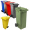 Pluto Packaging 140 Litre Coloured Wheelie Bins Compact Sized Red Blue Green Grey Brown & Yellow For Home Office Strong Disposal Bins With Rubber Wheels & Lids (Green)