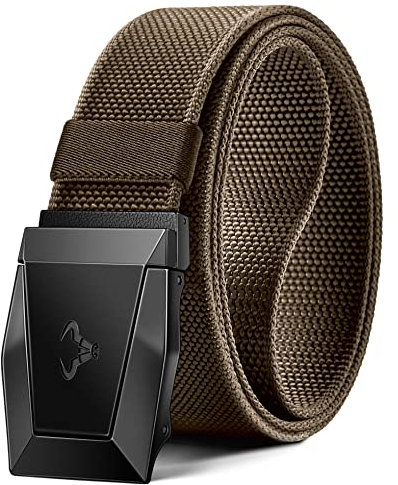 BULLIANT Taktischer Gürtel, Gürtel Herren Arbeitsgürtel Militär Wandern 3,8cm,Schnellverschluss Metallschnalle(Hellbraun,155cm/52-56 taille verstellbar)