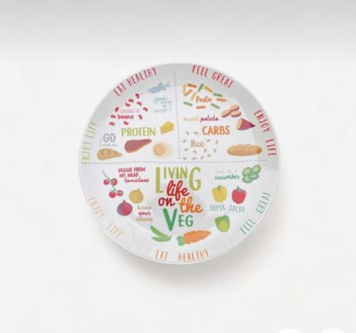 WoW HomeStore Assiette de régime/assiette saine/assiette de portion/Eat Healthy Plate pour adulte Dinner Healthy