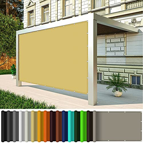 Tenda per Terrazzo Rettangolare Impermeabile 1.8 x 3.4 m, Vela per Balcone Rettangolare Impermeabile, Tende da Sole a Caduta Rettangolari per Giardino e Terrazza, Piscina, Color Crema
