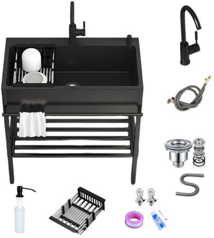 ORNDYDM Fregadero con Patas Acero,Mueble Fregadero,Fregadero Exterior Jardin,Fregadero Exterior,Cocina Exterior,Mueble Fregadero Cocina,Fregadero De Acero Inoxidable,Cocina Exterior Jardin