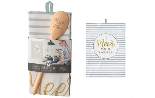 Rungassi Geschirrtuch mit Kochlöffel Geschenk Set Meer (Meer Macht glücklich - 3068151)